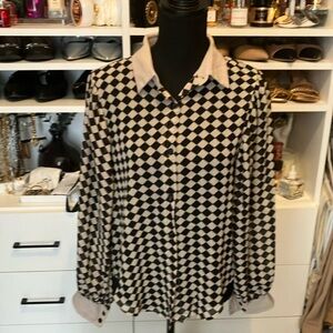 Women’s size XL sheer lantern sleeve blouse.